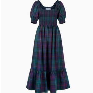 HILL HOUSA LOUISA NAP DRESS in BLACK WATCH - MIDNIGHT TARTAN XS